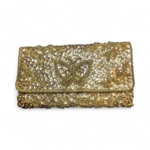 Vintage Gold Beaded Sequin Butterfly Clutch – Handmade in Hong Kong